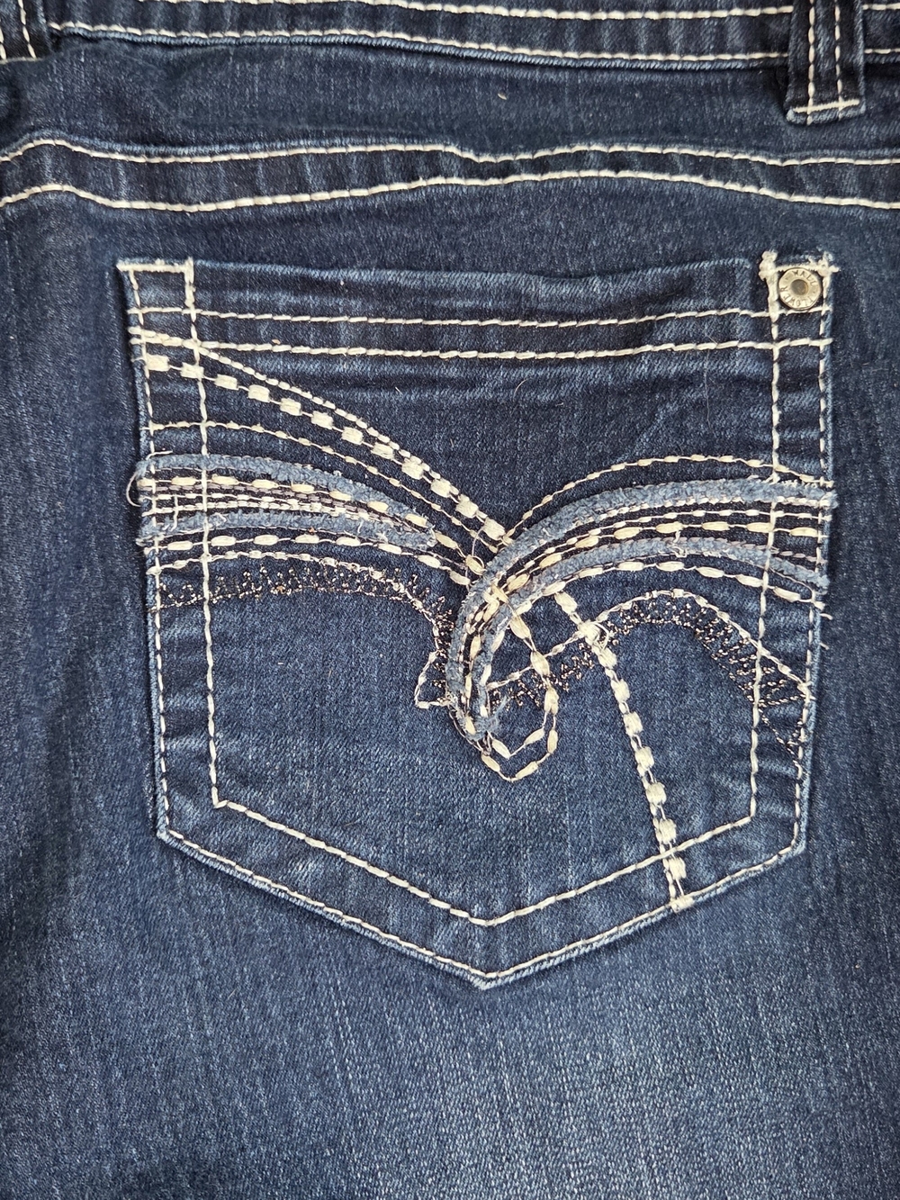 Wallflower Dark Blue Embroidered Back Pocket Jeans